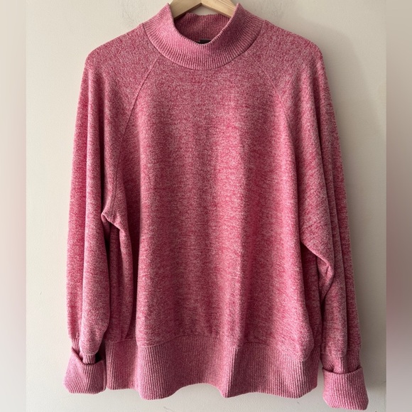 Maeve Anthropologie Marled Laney Pink Soft Mock Cowl Neck Sweater 1X - Picture 1 of 8